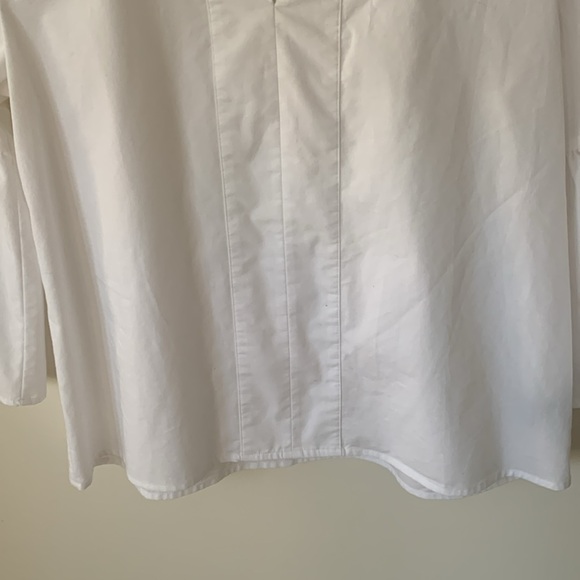 Worthington high collar v neck flare bell sleeve white women’s top SZ M - Picture 3 of 11